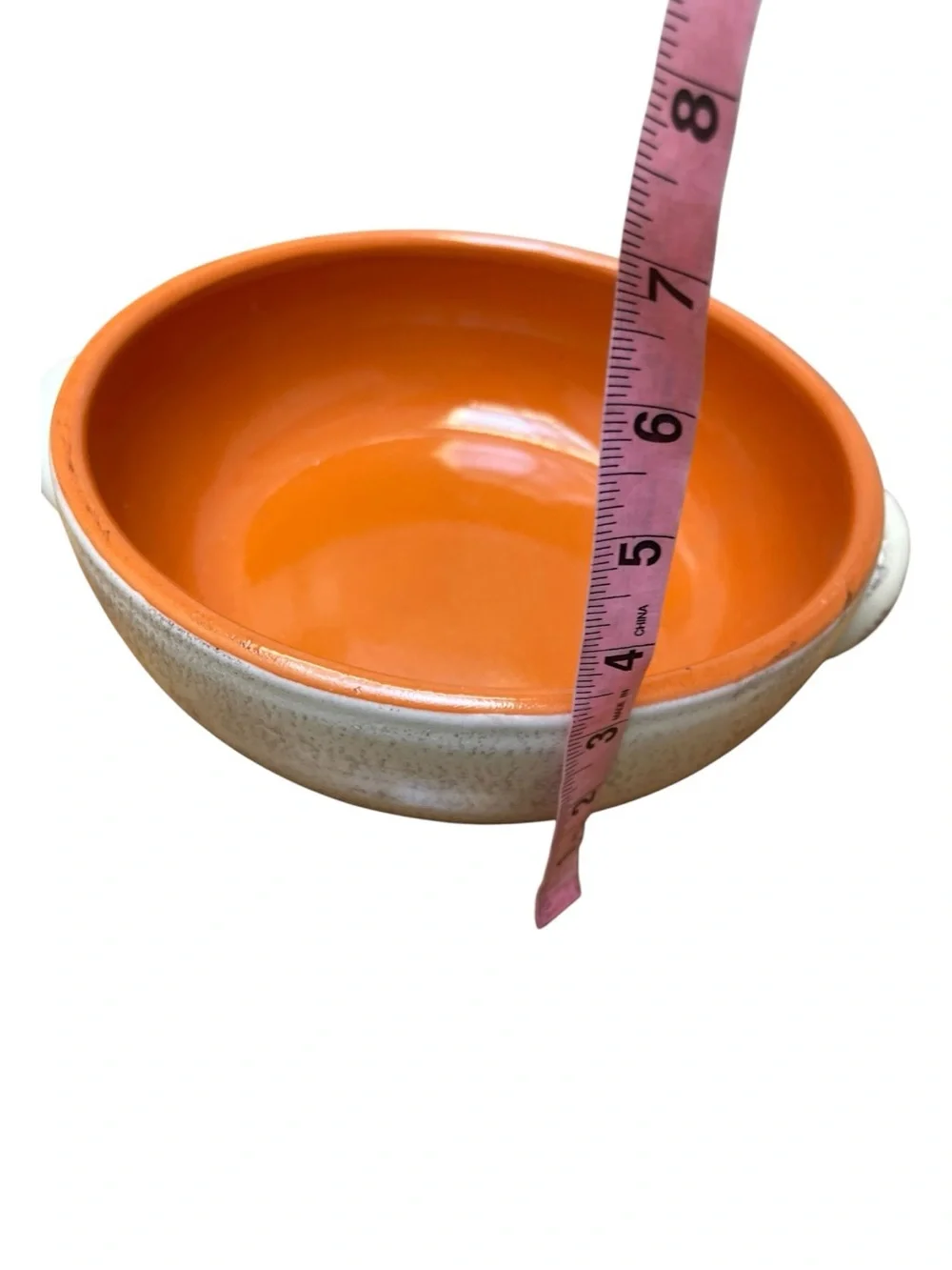 Fade Silva Italy Stoneware Soup Bowl Orange Rustic Farmhouse Handled Bowl